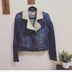 Fleece lined denim jacket